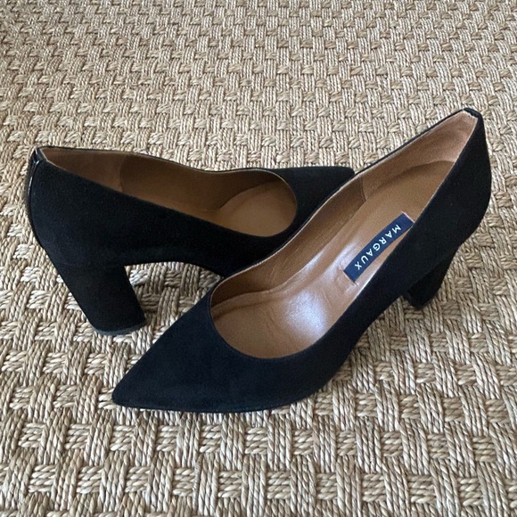 Margaux Black Suede Heels - Picture 2 of 5